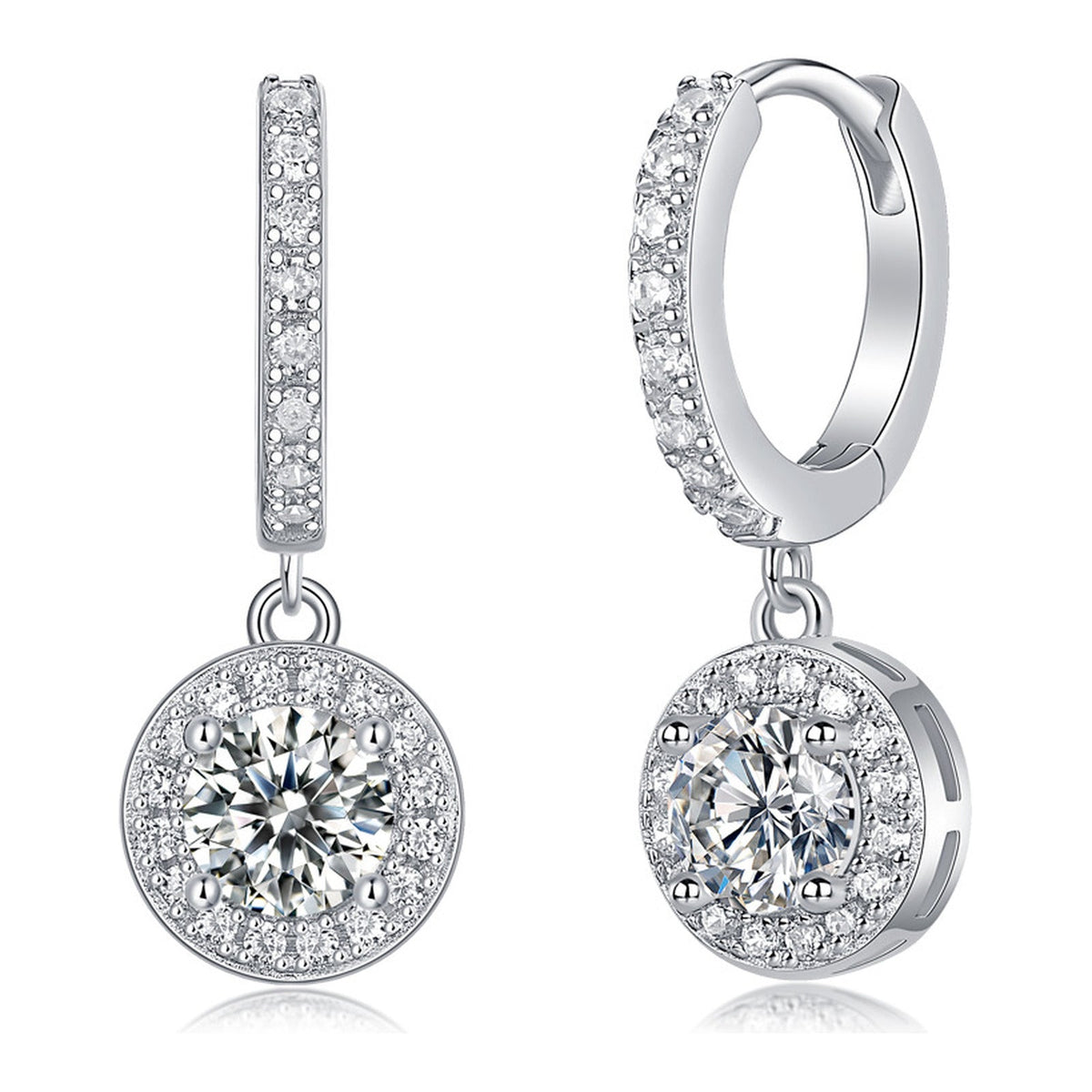Youth 0.5 Carat Moissanite Halo Huggie Earrings in Sterling Silver