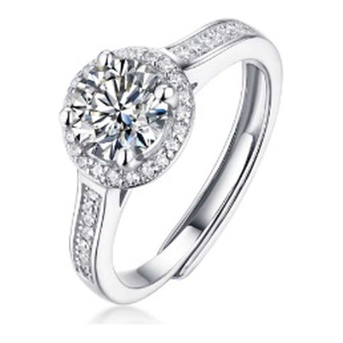 Grandeur 1 Carat Moissanite Halo Ring in Sterling Silver