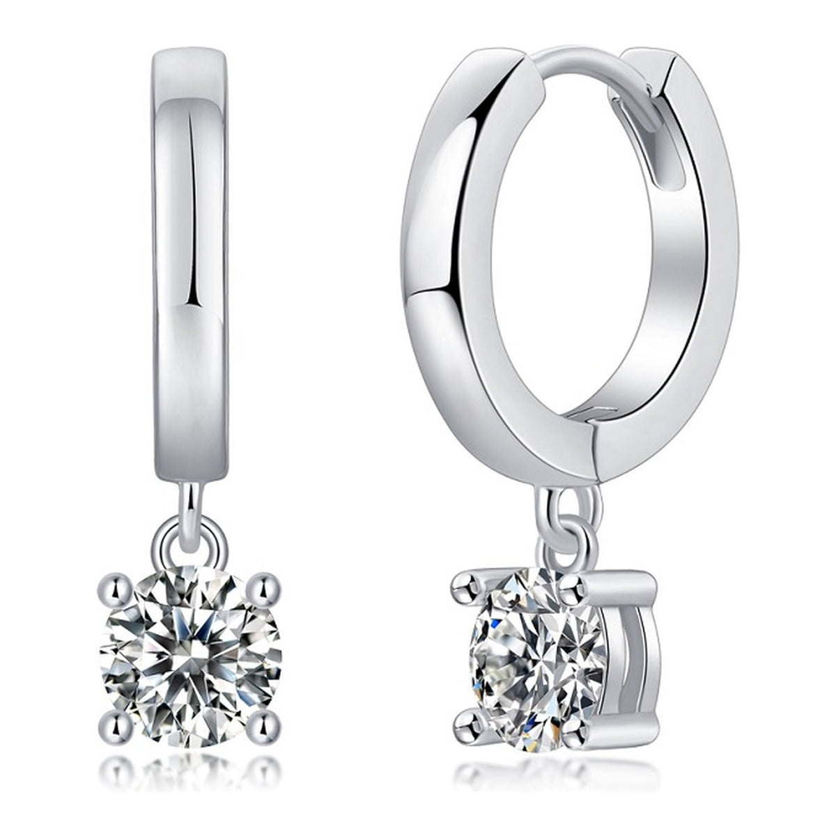 Raindrop 0.5 Carat Moissanite Drop Huggie Earrings in Sterling Silver