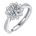 Sunburst 1 Carat Moissanite Halo Ring in Sterling Silver
