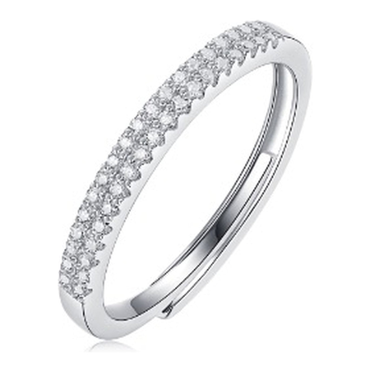 Double Thread Moissanite Stackable Band Ring in Sterling Silver