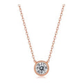Dot 1 Carat Moissanite Bezel Necklace in Rose Gold-Tone Silver