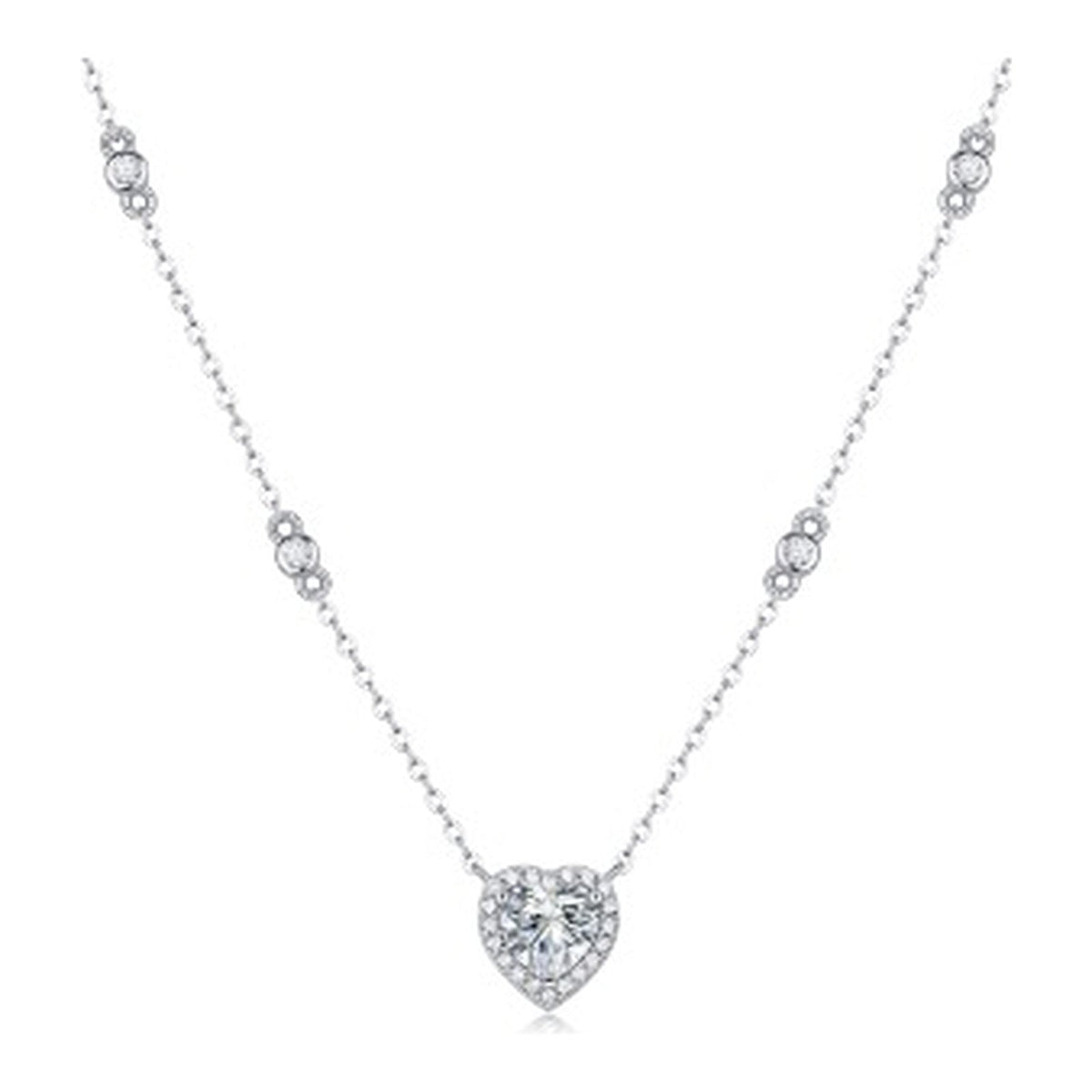Constellation Moissanite Station Heart Necklace in Sterling Silver
