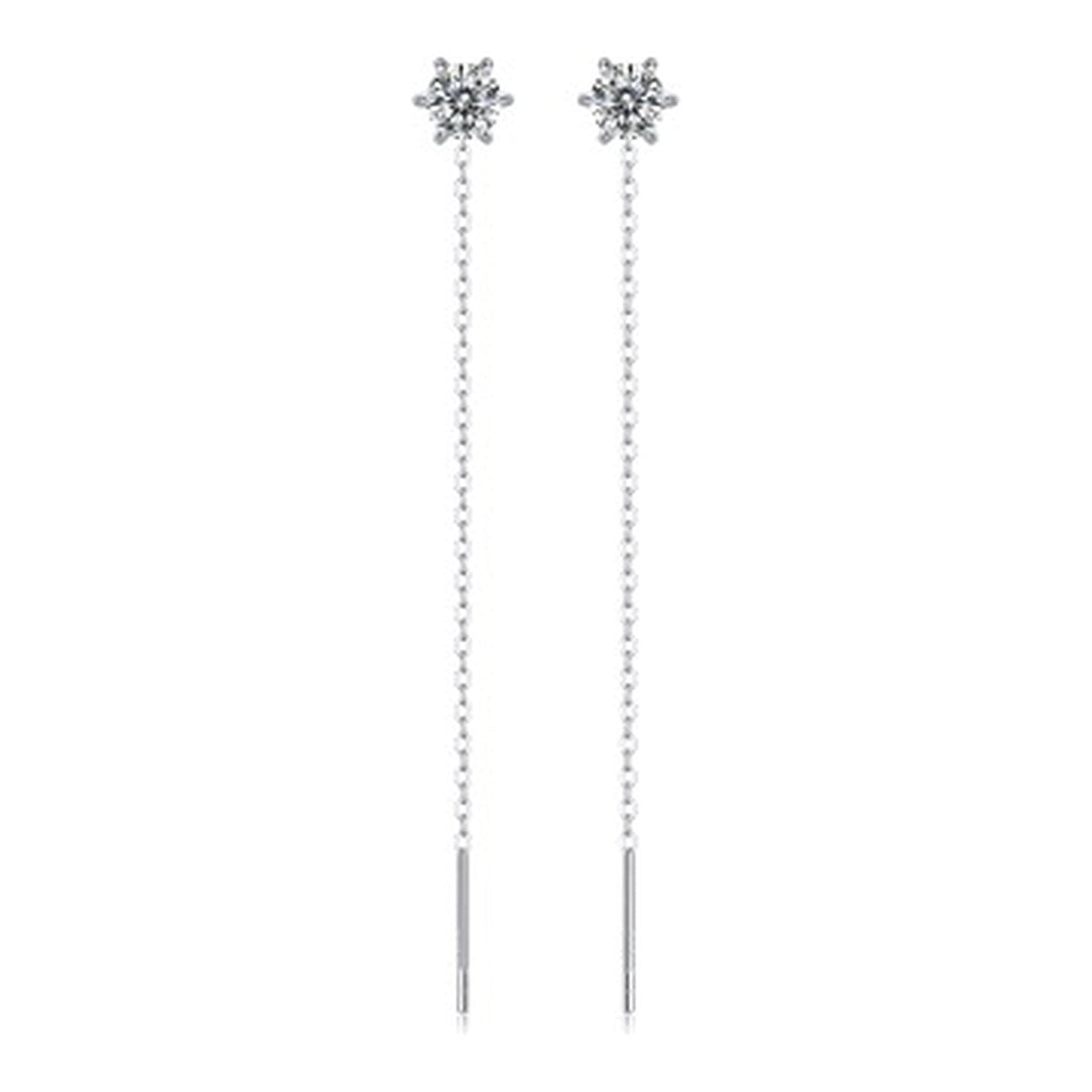 Line 1 Carat Moissanite Threader Earrings in Sterling Silver