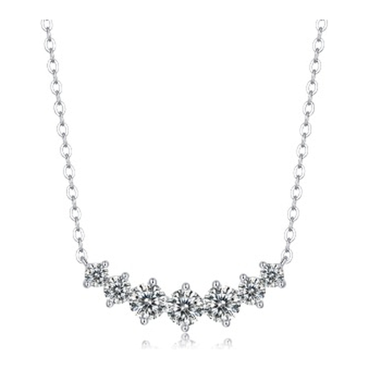 Arc Moissanite Bar Necklace in Sterling Silver
