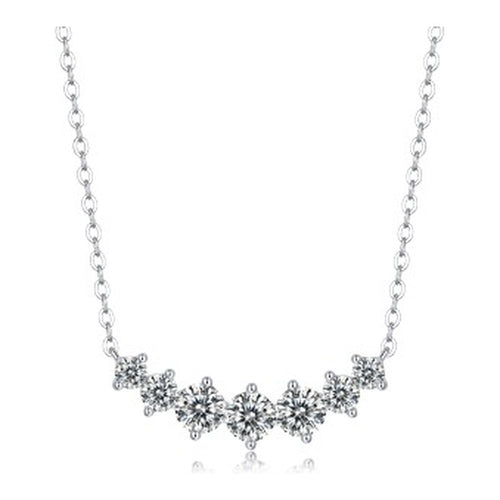 Arc Moissanite Bar Necklace in Sterling Silver