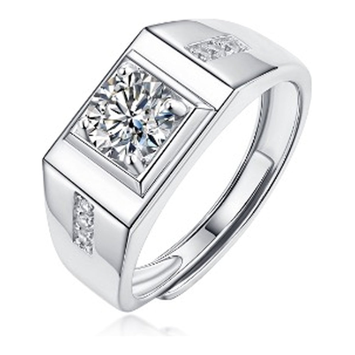 Signet 1 Carat Moissanite Men's Ring in Sterling Silver
