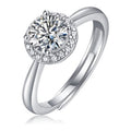 Round Halo 1 Carat Moissanite Halo Ring in Sterling Silver