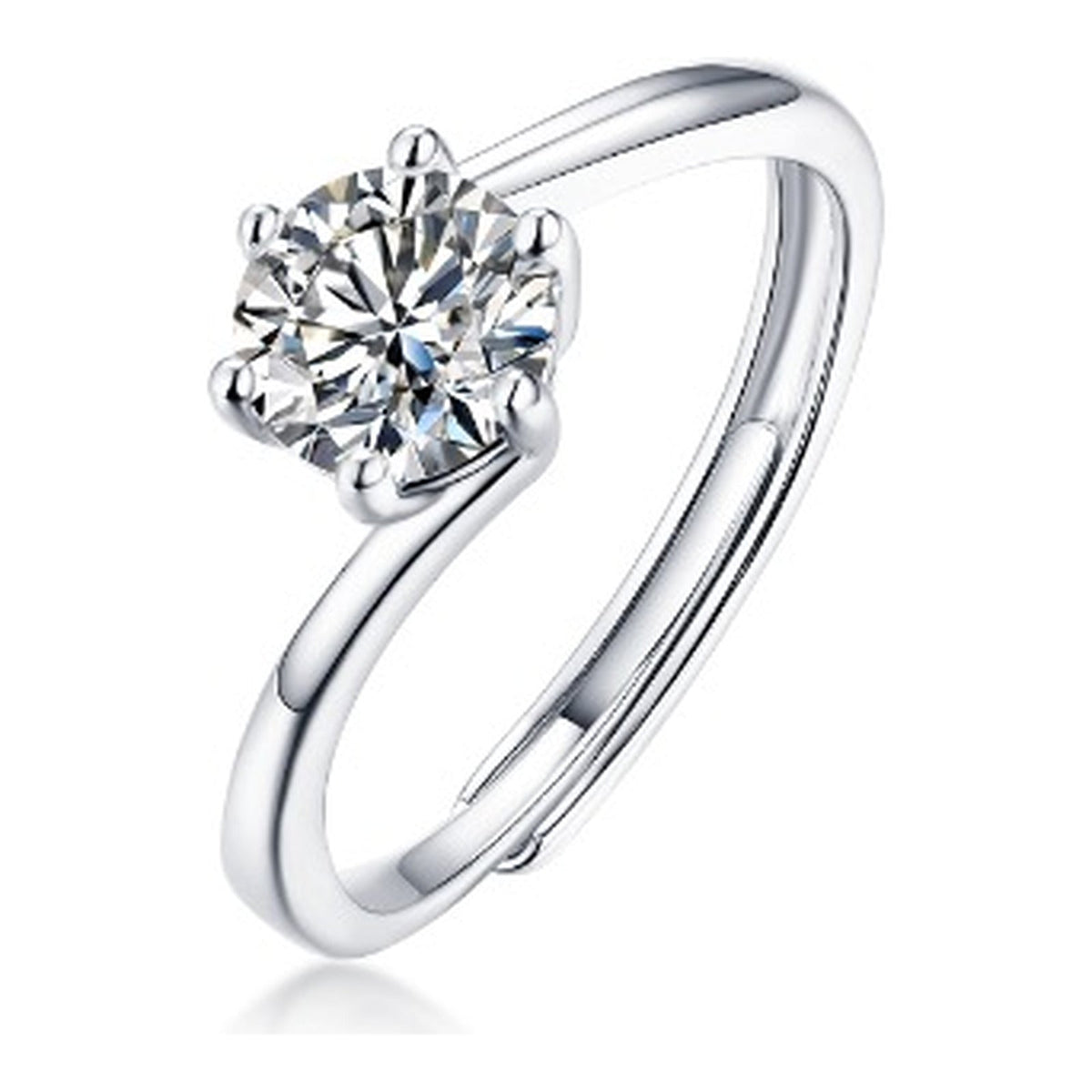 Sway 1 Carat Moissanite Solitaire Ring in Sterling Silver