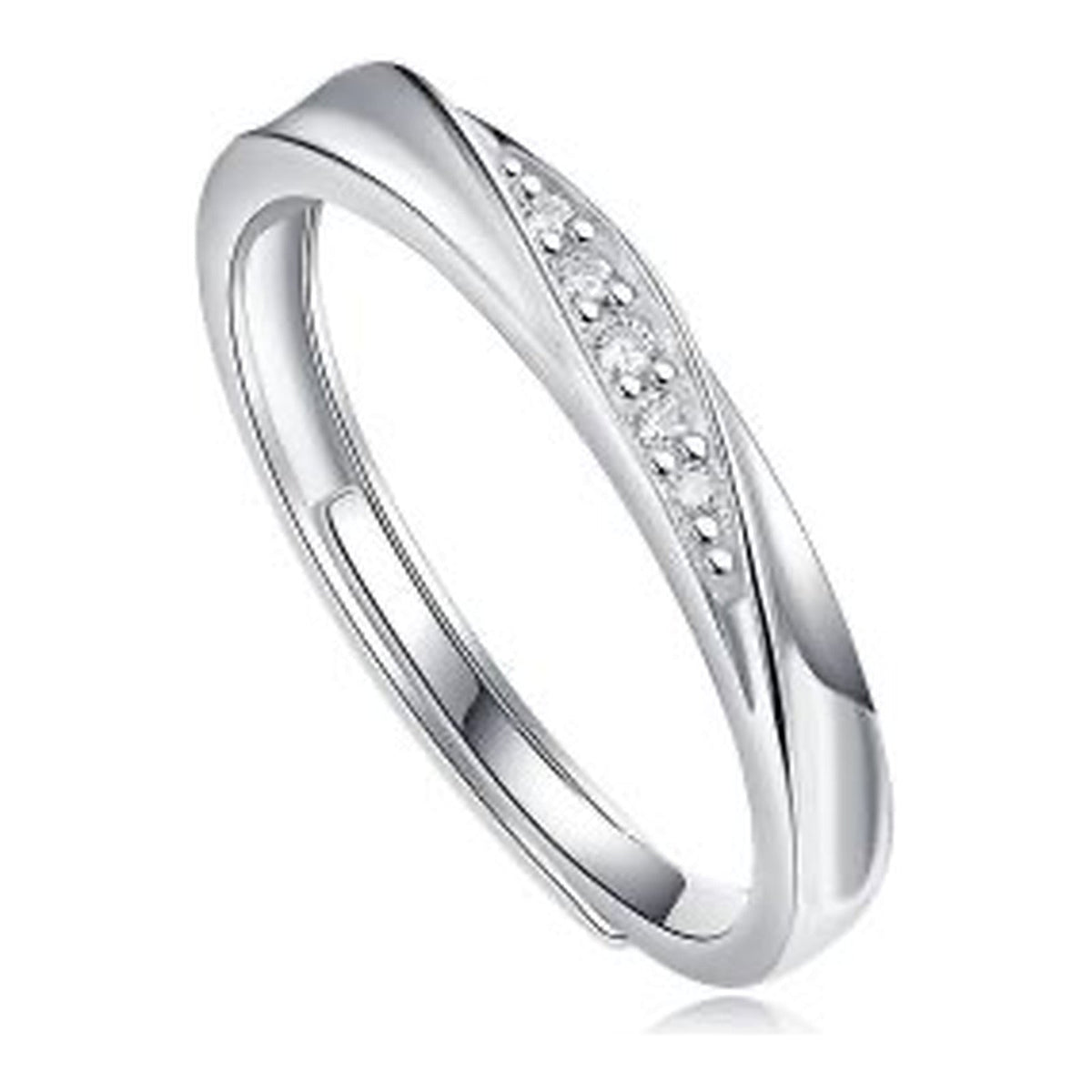 Twist Moissanite Band Ring in Sterling Silver