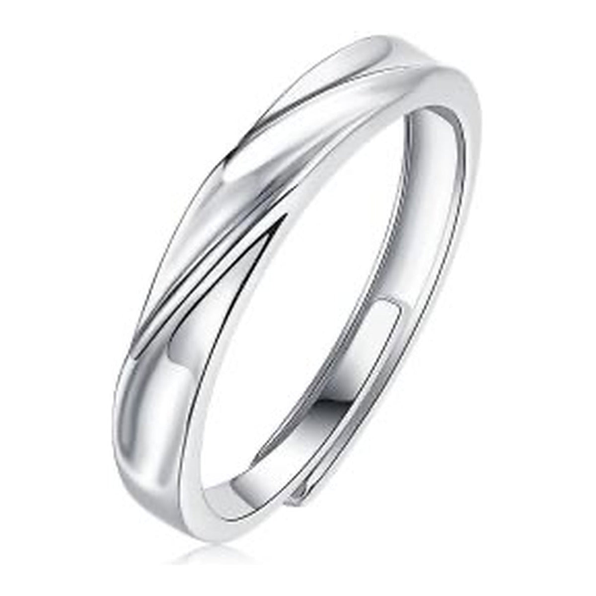 Ribbon Moissanite Band Ring in Sterling Silver