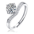 Crossover 1 Carat Moissanite Bypass Ring in Sterling Silver