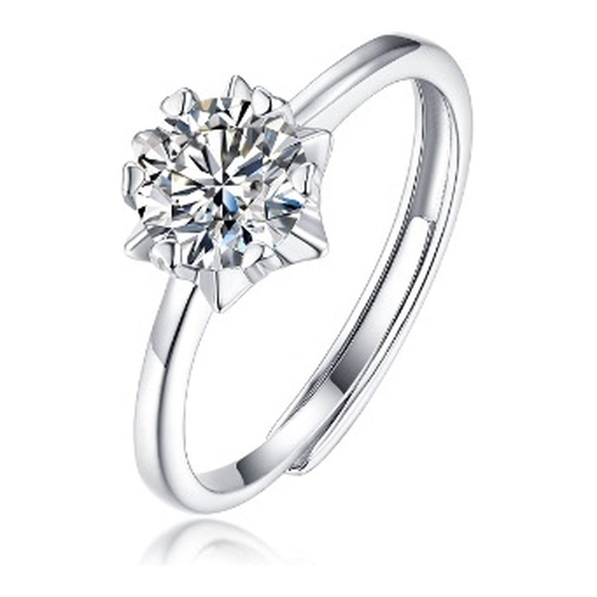 Crown 1 Carat Moissanite Solitaire Ring in Sterling Silver