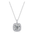 Cushion 1 Carat Moissanite Halo Pendant Necklace in Sterling Silver