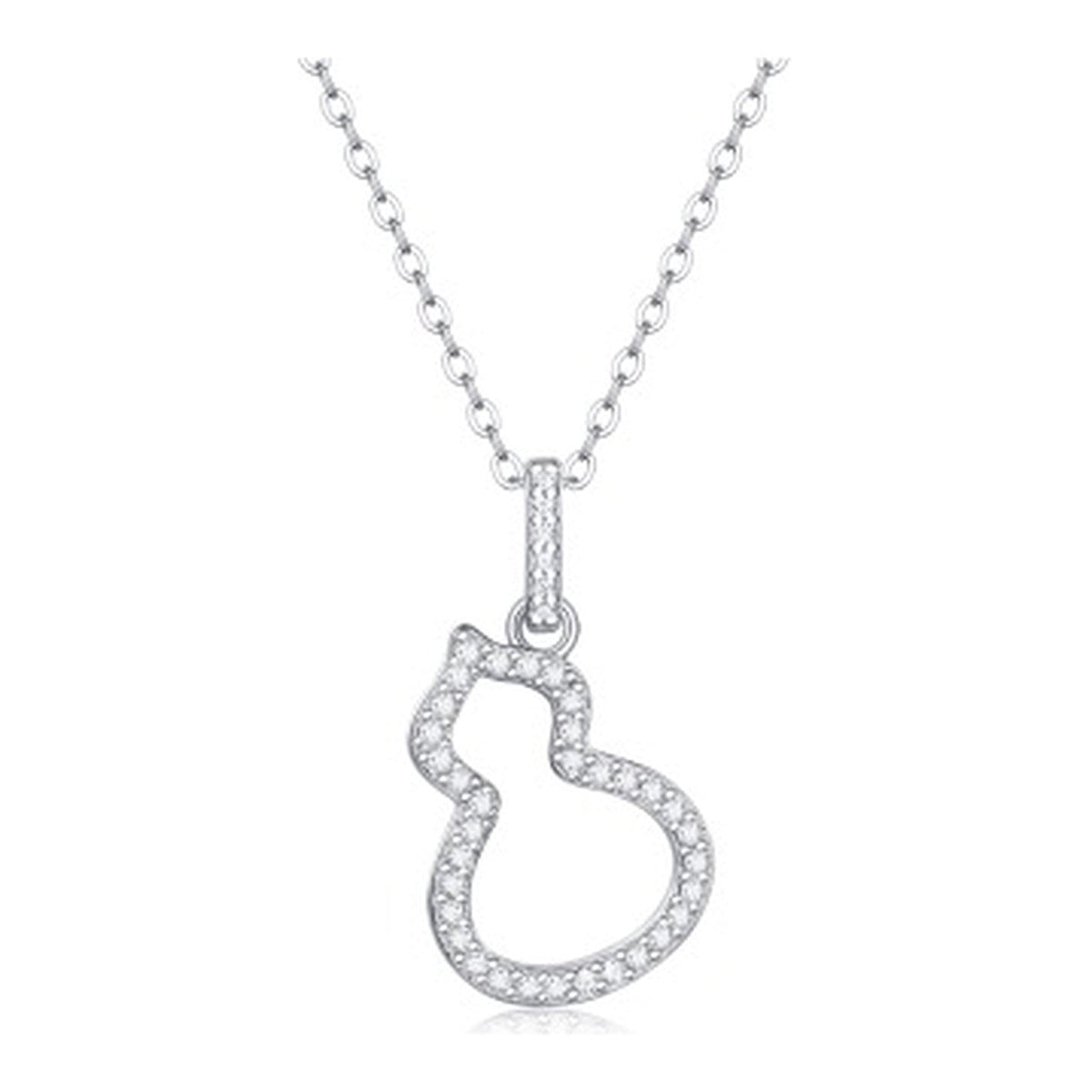 Gourd Moissanite Pavé Pendant Necklace in Sterling Silver