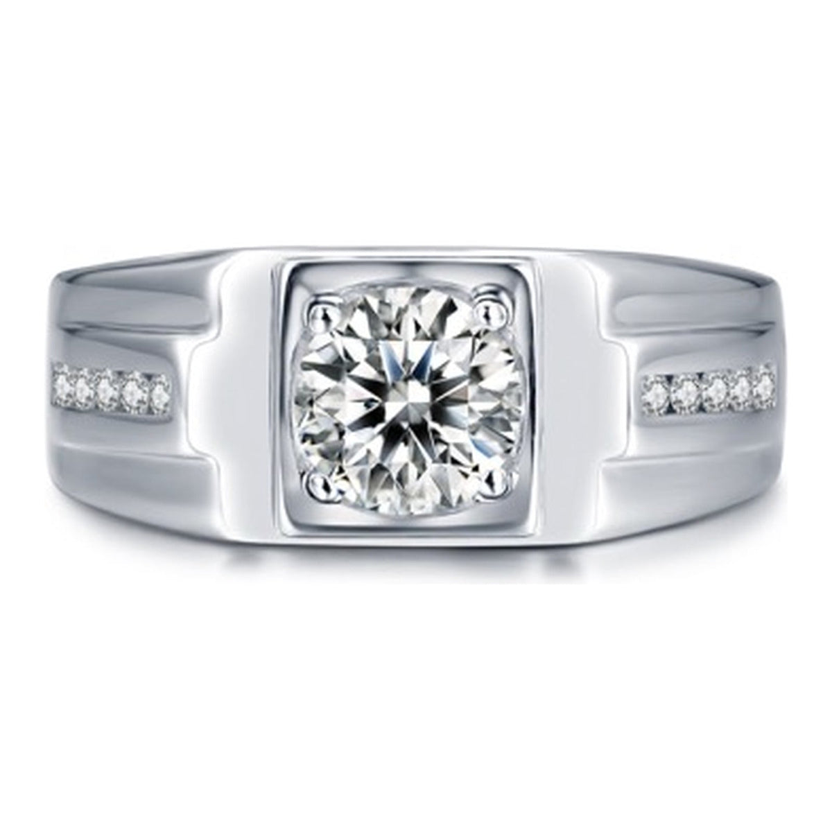 Bastion 1 Carat Moissanite Men's Ring in Sterling Silver