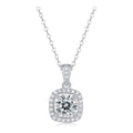 Cushion Drop 1 Carat Moissanite Halo Necklace in Sterling Silver