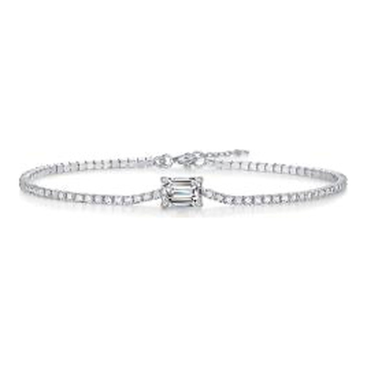 Baguette 1 Carat Moissanite Chain Bracelet in Sterling Silver