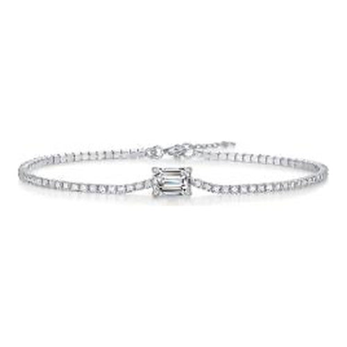 Baguette 1 Carat Moissanite Chain Bracelet in Sterling Silver