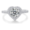 Heartline 1 Carat Moissanite Heart Halo Ring in Sterling Silver