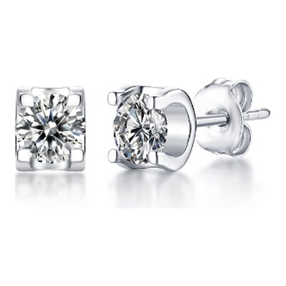 Square Set 0.5 Carat Moissanite Stud Earrings in Sterling Silver