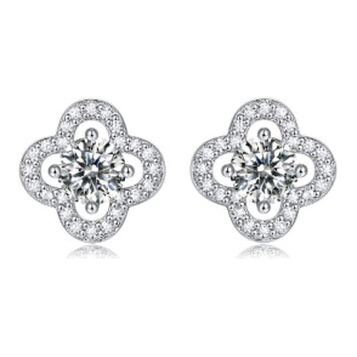 Clover 0.5 Carat Moissanite Halo Stud Earrings in Sterling Silver