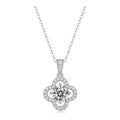 Clover 1 Carat Moissanite Halo Pendant Necklace in Sterling Silver
