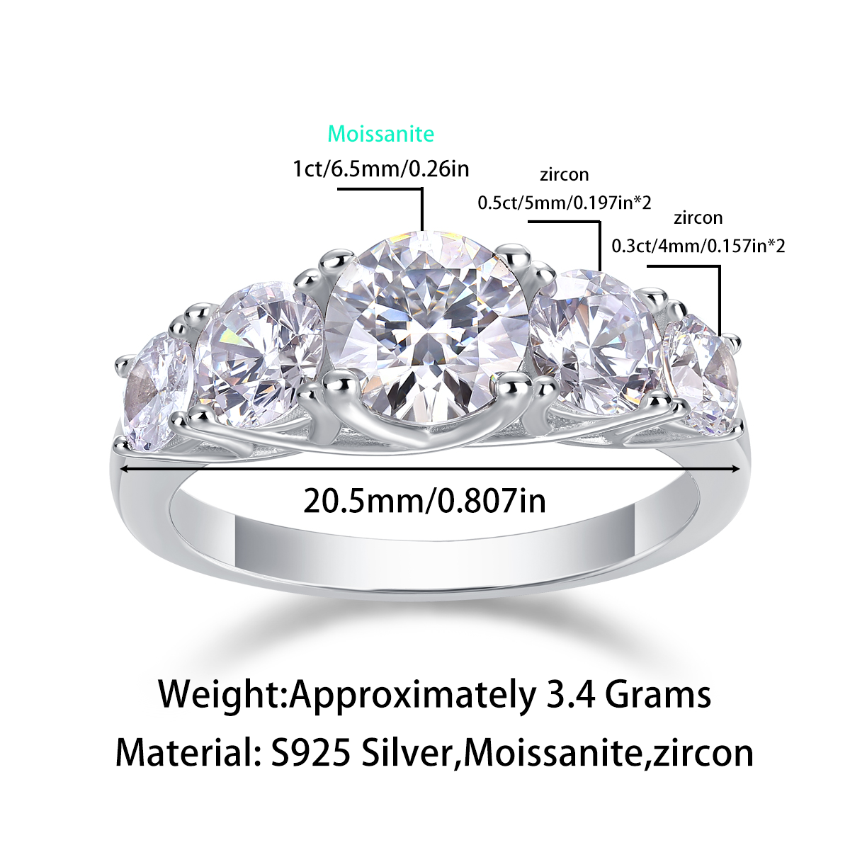 Devotion Moissanite Ring in S925 Sterling Silver