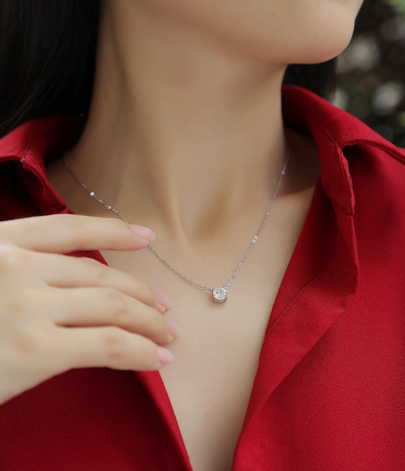 Forever Bond 2ct Moissanite Pendant Necklace in S925 Sterling Silver