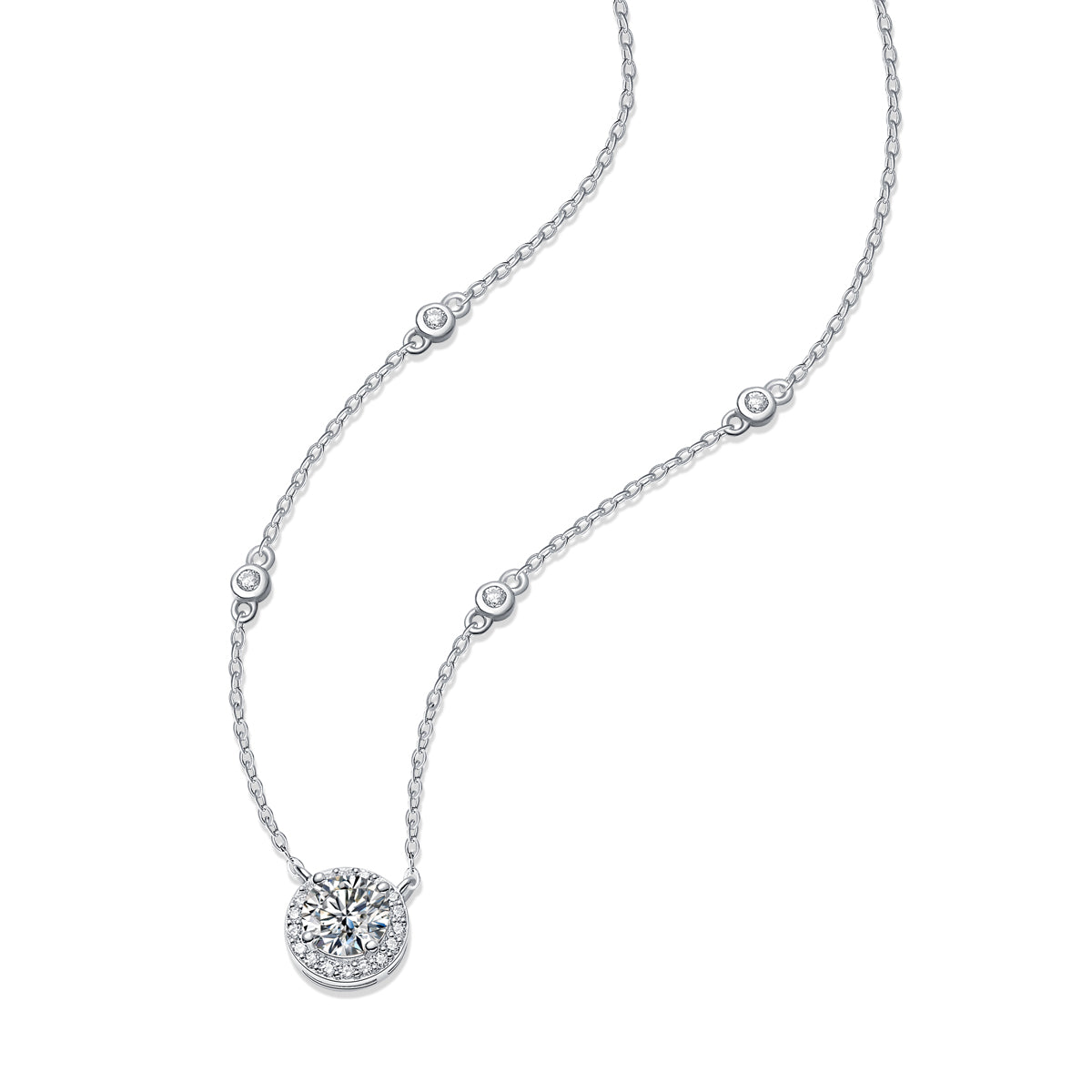 Stardust 3ct Moissanite Pendant Necklace in S925 Sterling Silver
