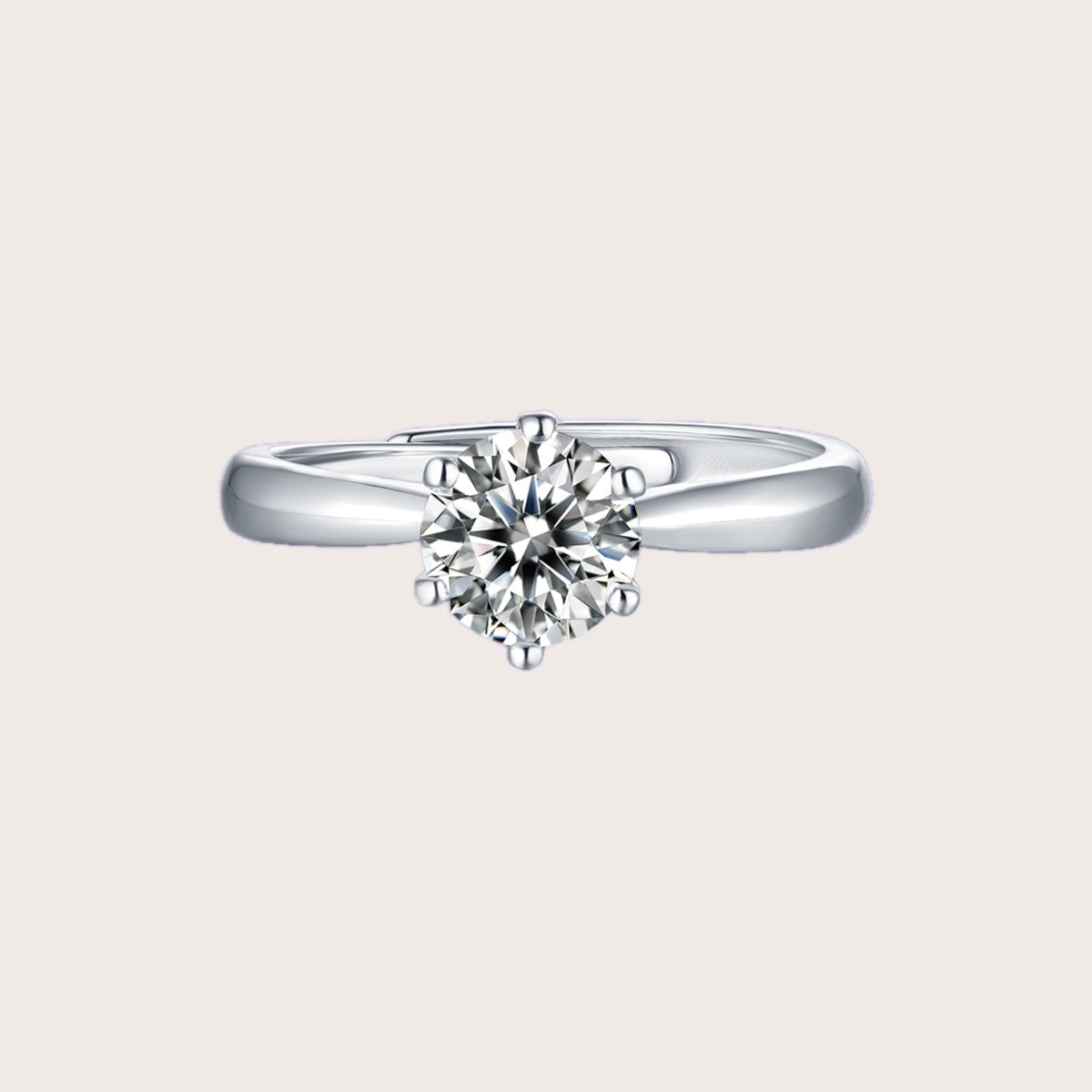 Classic 3ct Round Moissanite Solitaire Ring in S925 Sterling Silver
