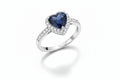 Midnight 2 Carat Blue Heart Moissanite Halo Ring in Sterling Silver