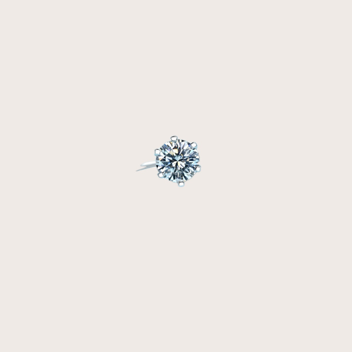 Classic 5ct Round Moissanite Solitaire Ring in S925 Sterling Silver