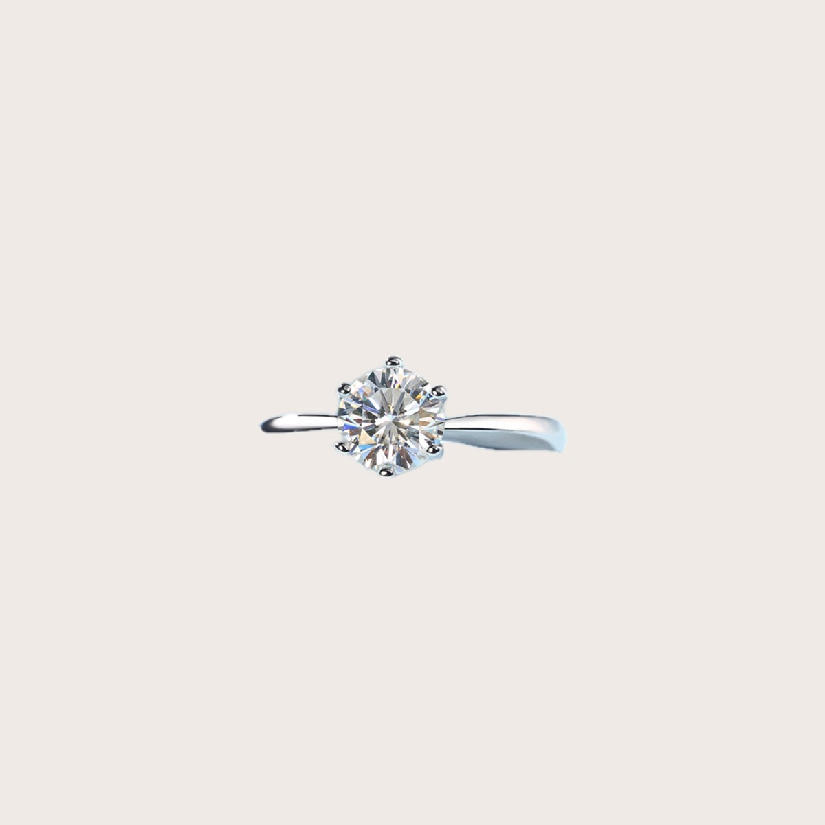 Classic 5ct Round Moissanite Solitaire Ring in S925 Sterling Silver
