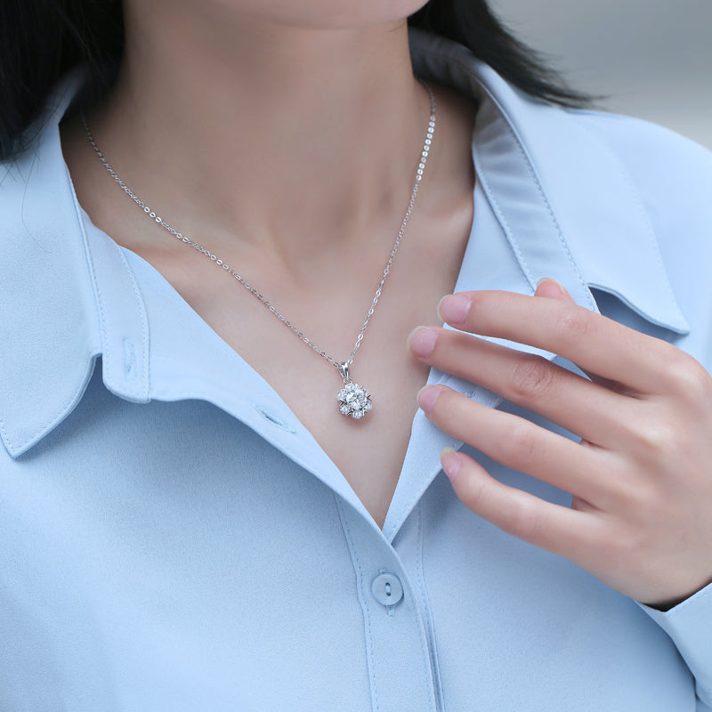 Snowflake 1ct Moissanite Pendant Necklace in S925 Sterling Silver
