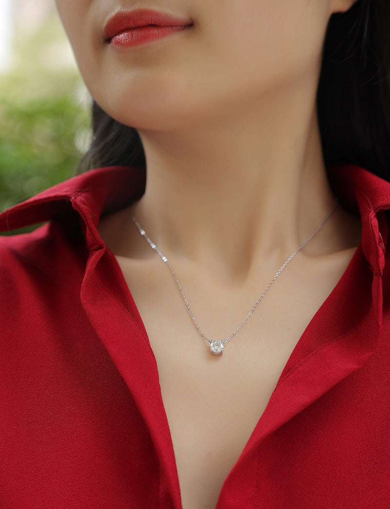 Forever Bond 2ct Moissanite Pendant Necklace in S925 Sterling Silver