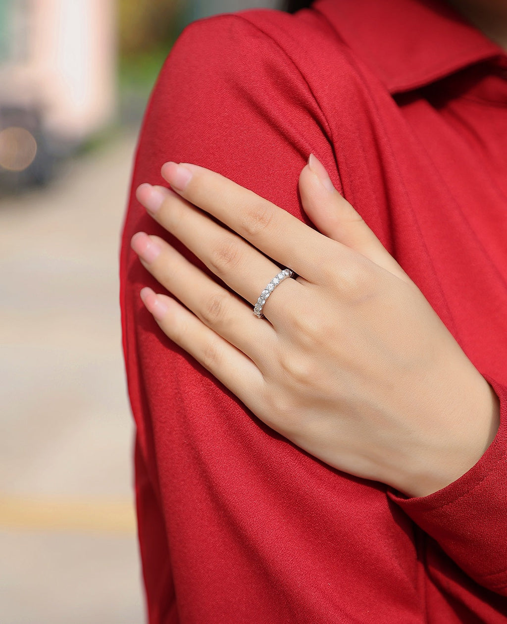 Shimmer Moissanite Ring in S925 Sterling Silver