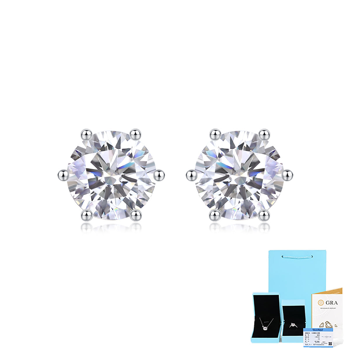 Serene 1ct Moissanite Stud Earrings in S925 Sterling Silver