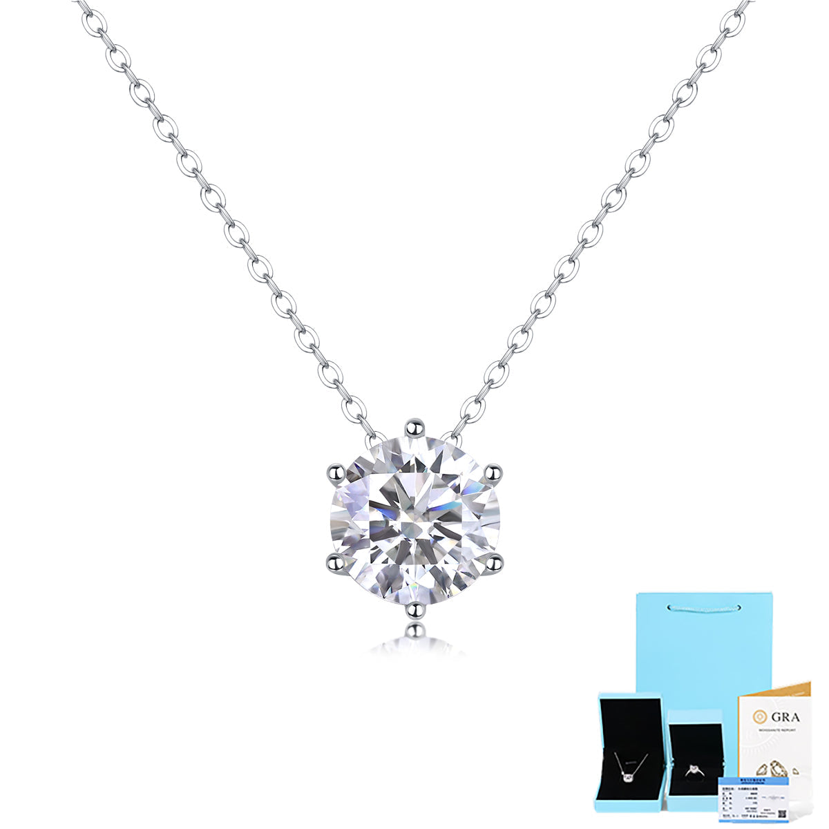 Afternoon Moissanite Pendant Necklace in S925 Sterling Silver