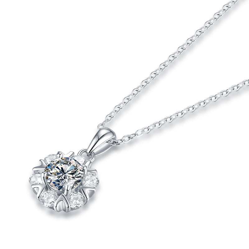 Snowflake 1ct Moissanite Pendant Necklace in S925 Sterling Silver