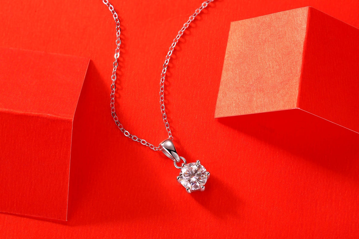 Declaration 1ct Moissanite Pendant Necklace in S925 Sterling Silver
