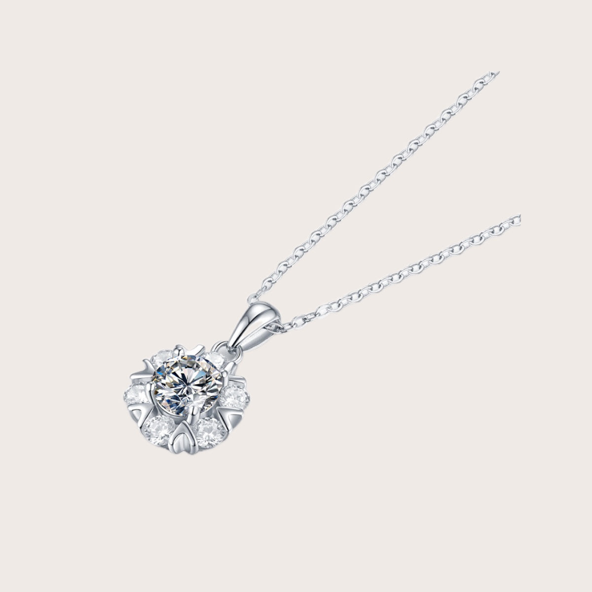 Snowflake 1ct Moissanite Pendant Necklace in S925 Sterling Silver