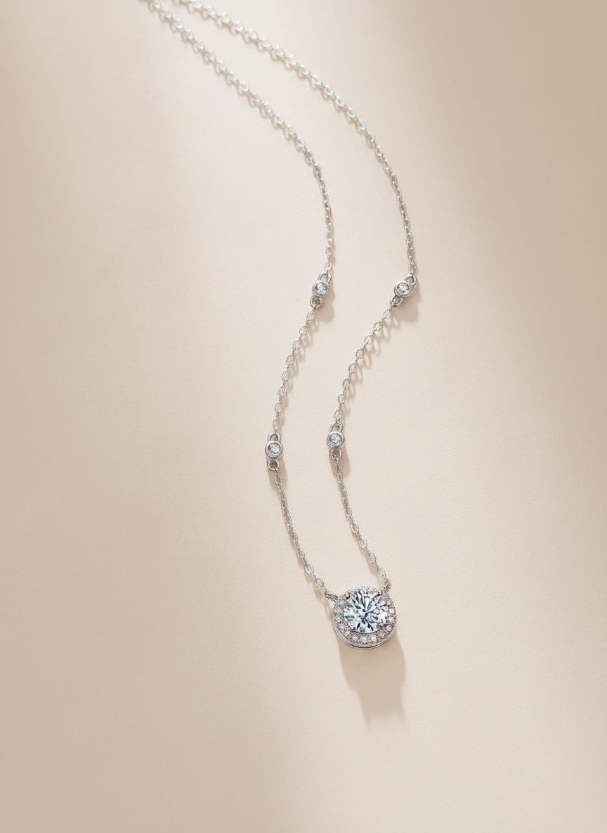 Stardust 1ct Moissanite Pendant Necklace in S925 Sterling Silver